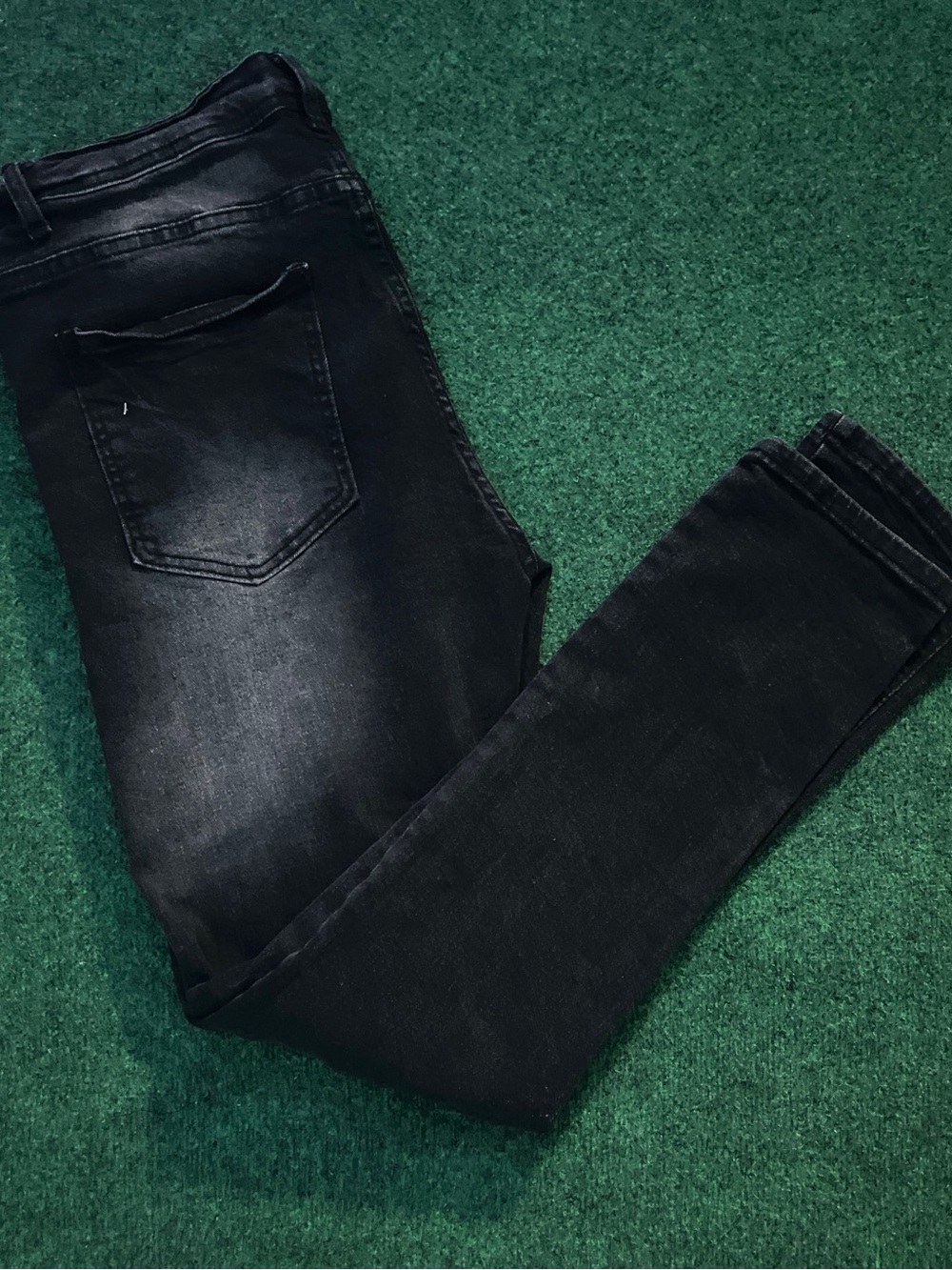 Men's Black Skinny Jeans with Faded Detail